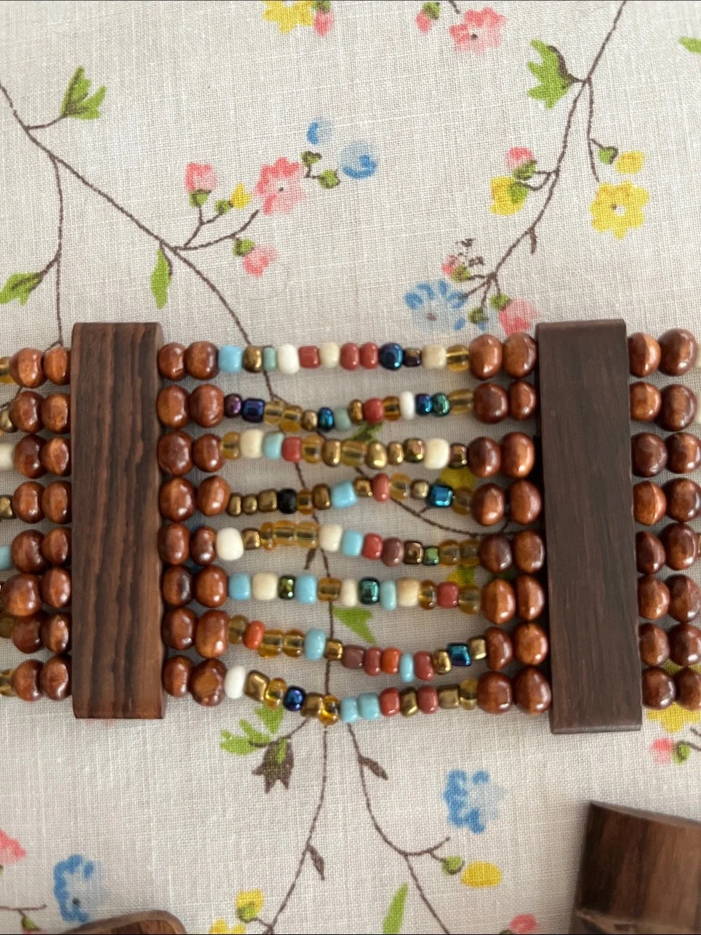 Bohemian Style Wood Bead ed Multi-Color Stretch Belt
